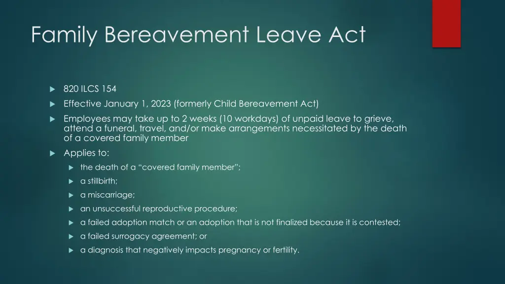 family bereavement leave act