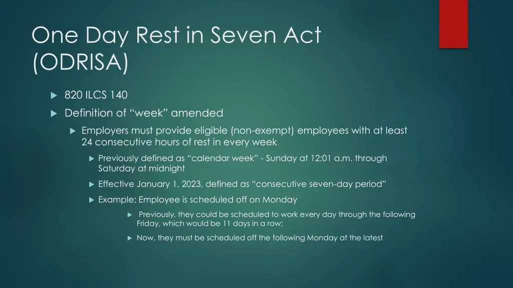 one day rest in seven act odrisa