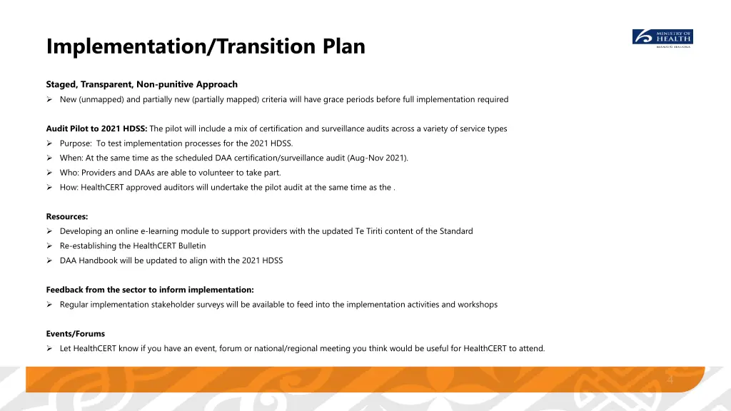 implementation transition plan