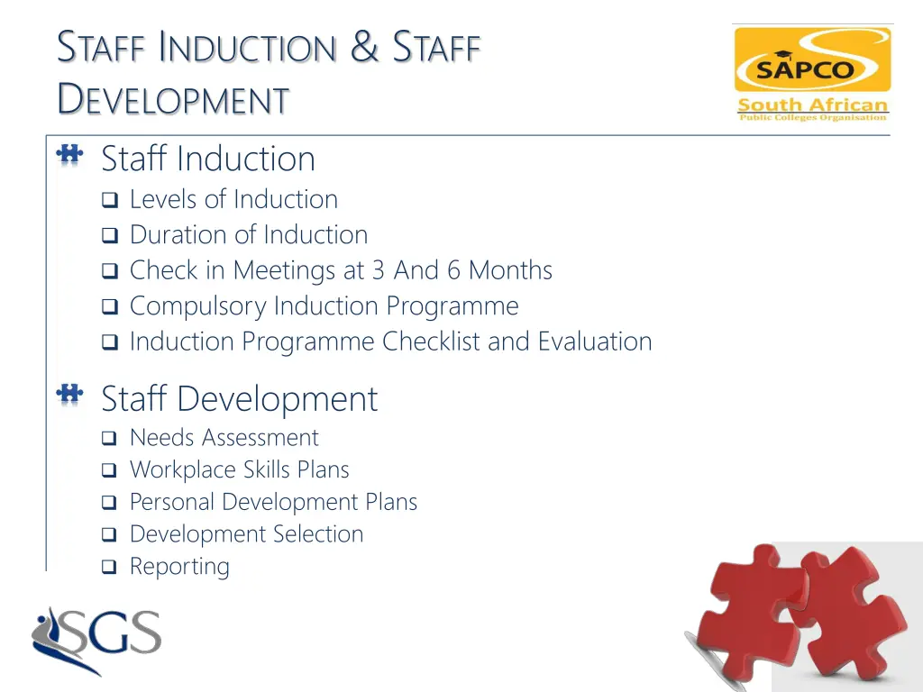 s taff i nduction s taff d evelopment staff