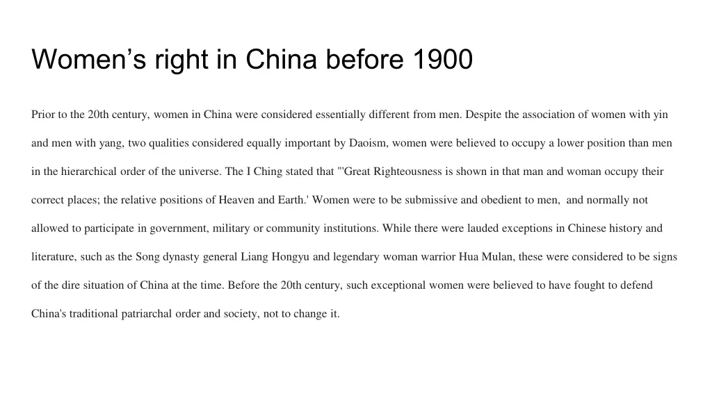 women s right in china before 1900