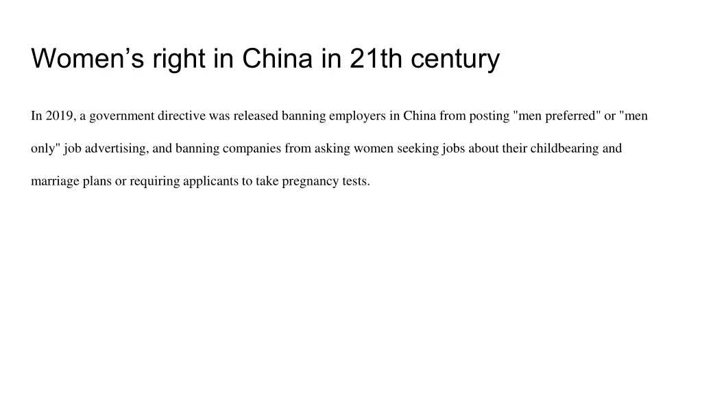 women s right in china in 21th century