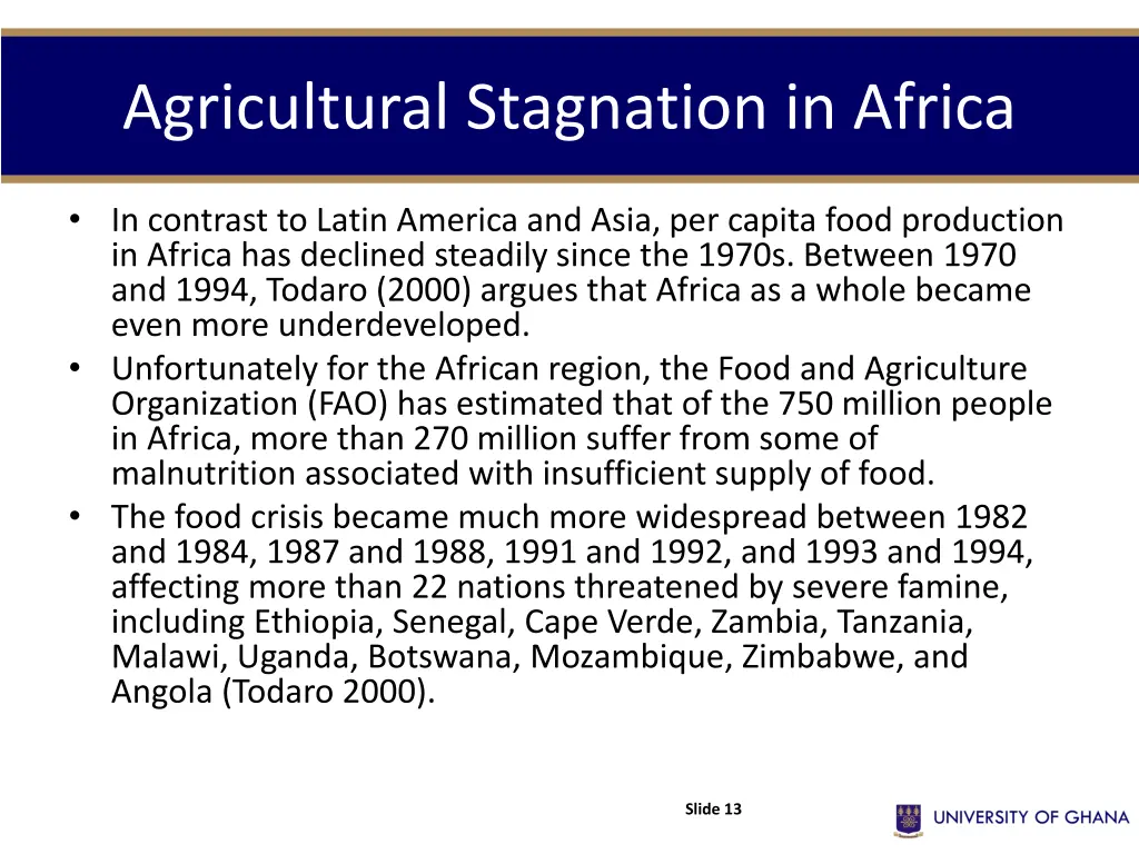 agricultural stagnation in africa