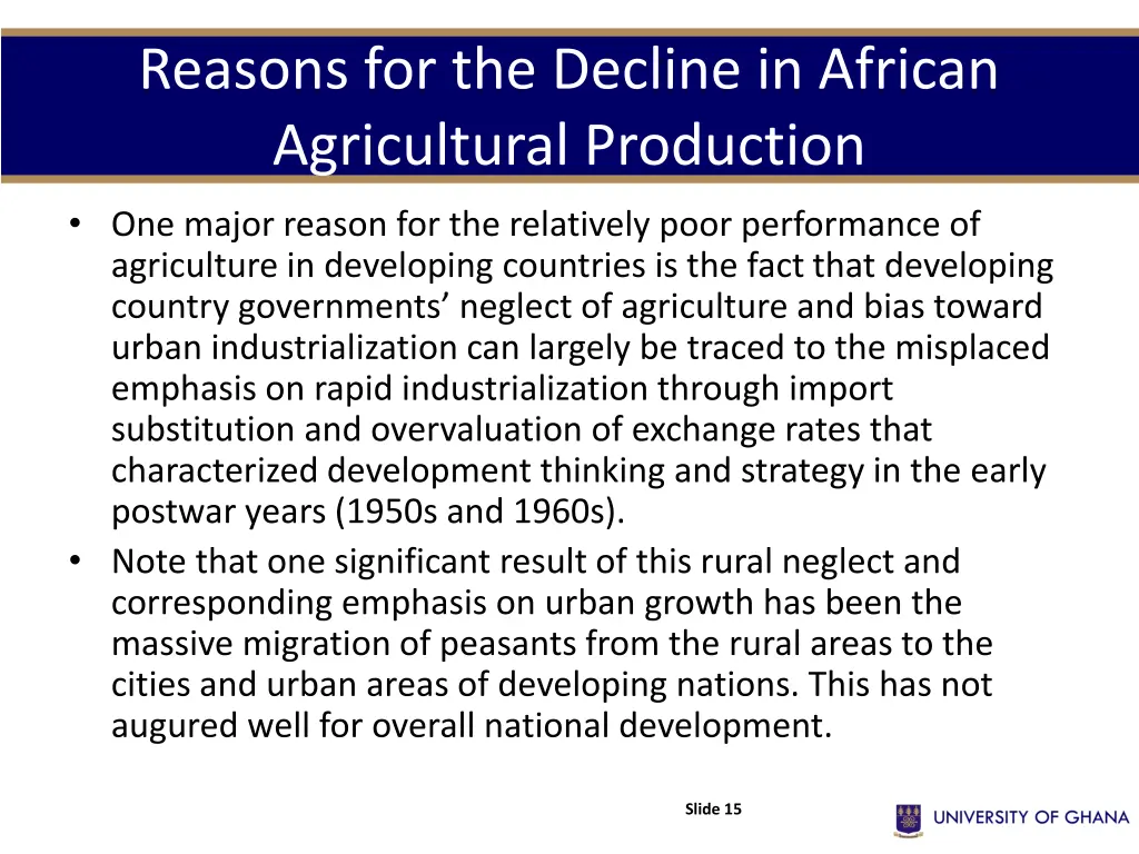 reasons for the decline in african agricultural 1