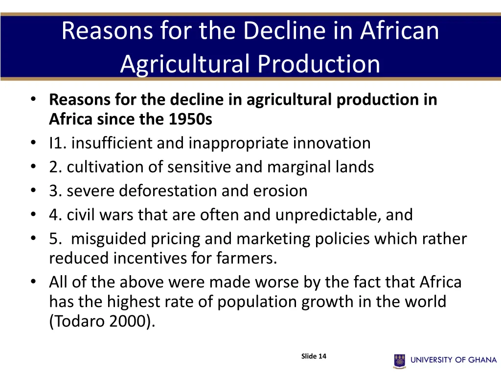 reasons for the decline in african agricultural