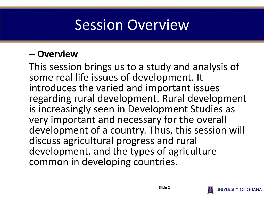 session overview