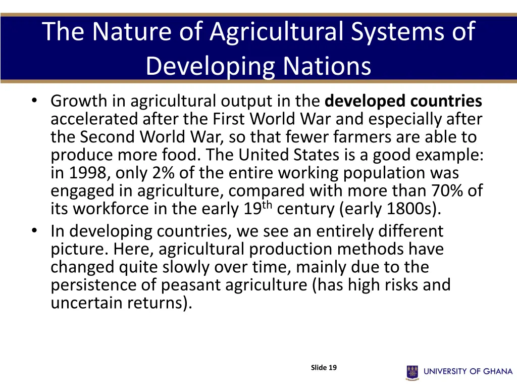 the nature of agricultural systems of developing 1