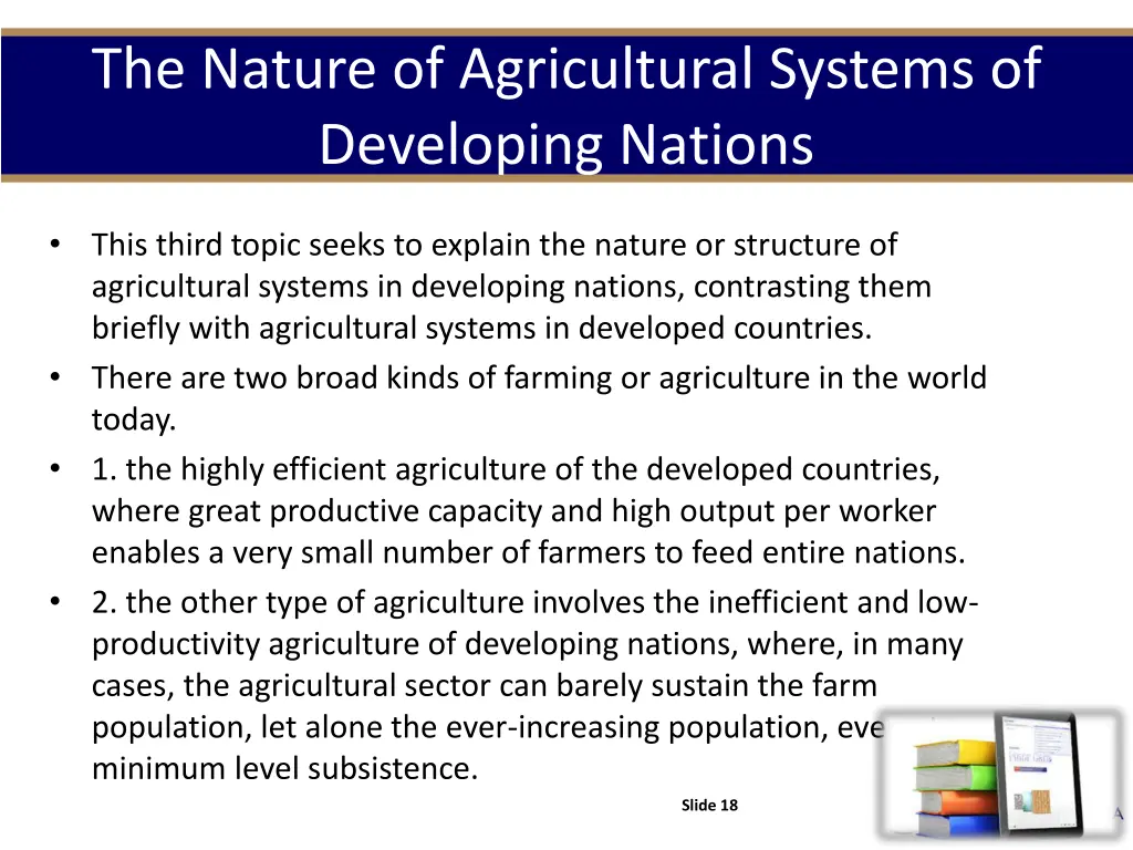 the nature of agricultural systems of developing