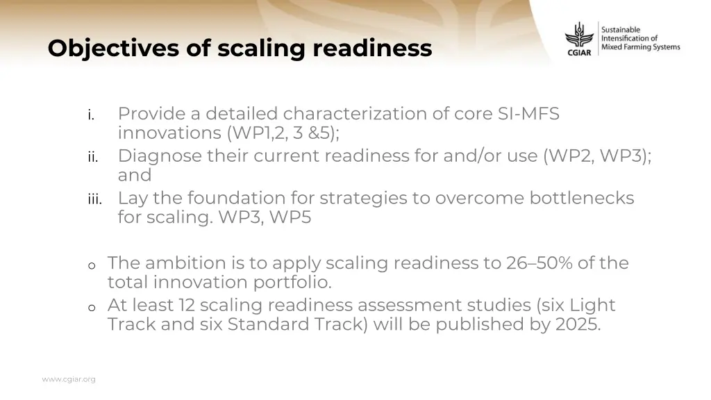 objectives of scaling readiness