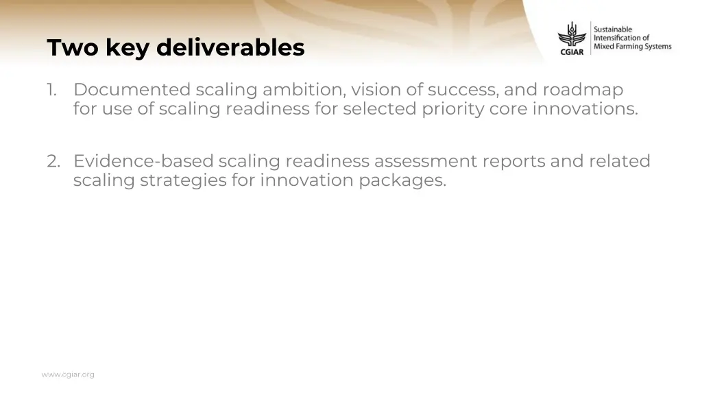 two key deliverables