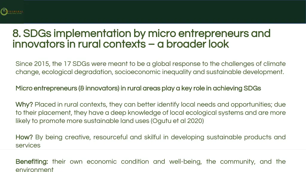 8 sdgs implementation by micro entrepreneurs