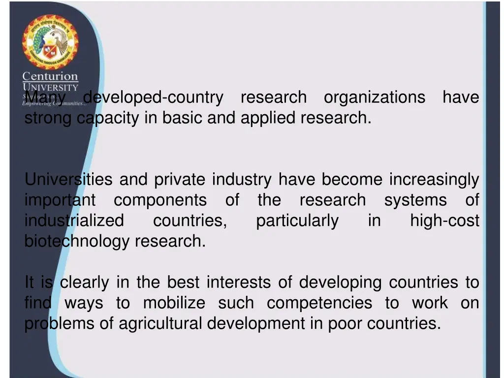 many developed country research organizations