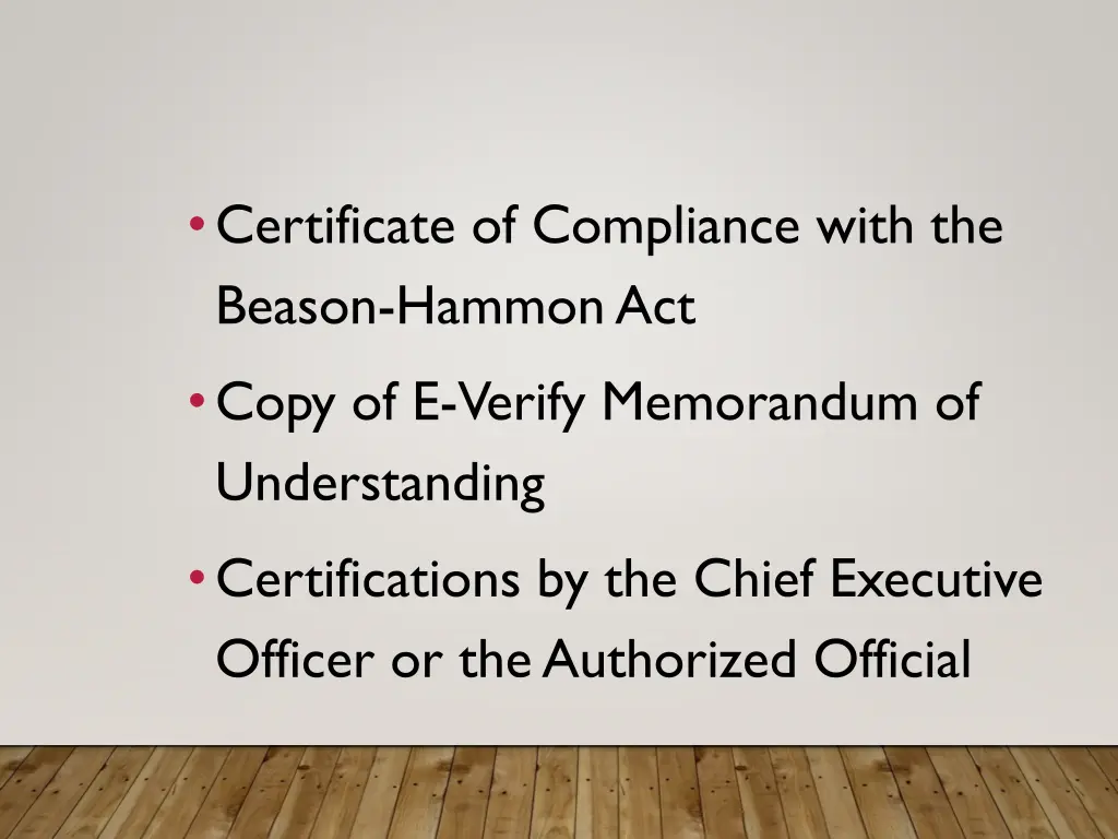 certificate of compliance with the beason hammon