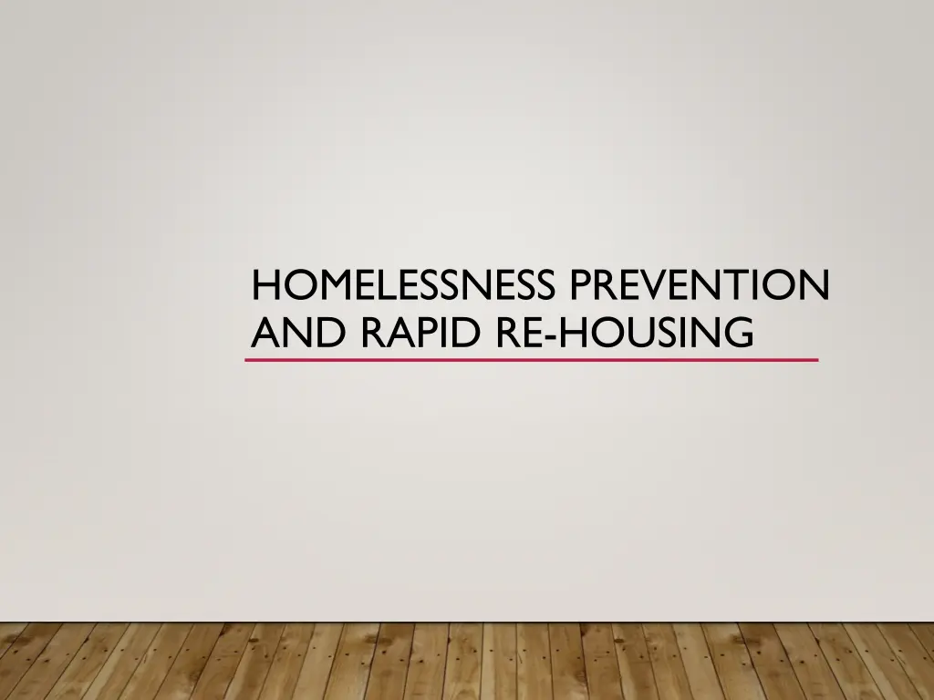 homelessness prevention and rapid re housing