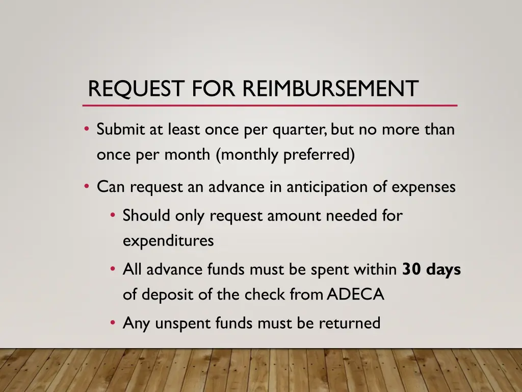 request for reimbursement