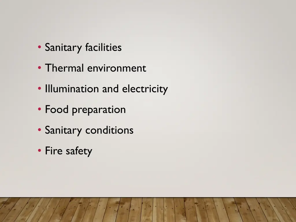 sanitary facilities