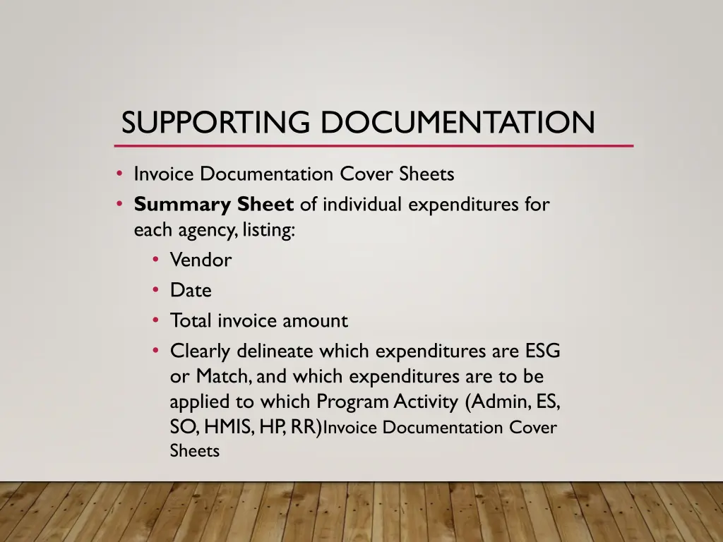 supporting documentation