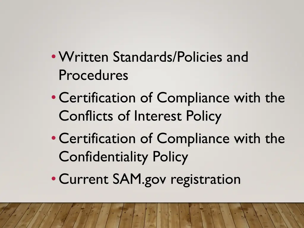 written standards policies and procedures