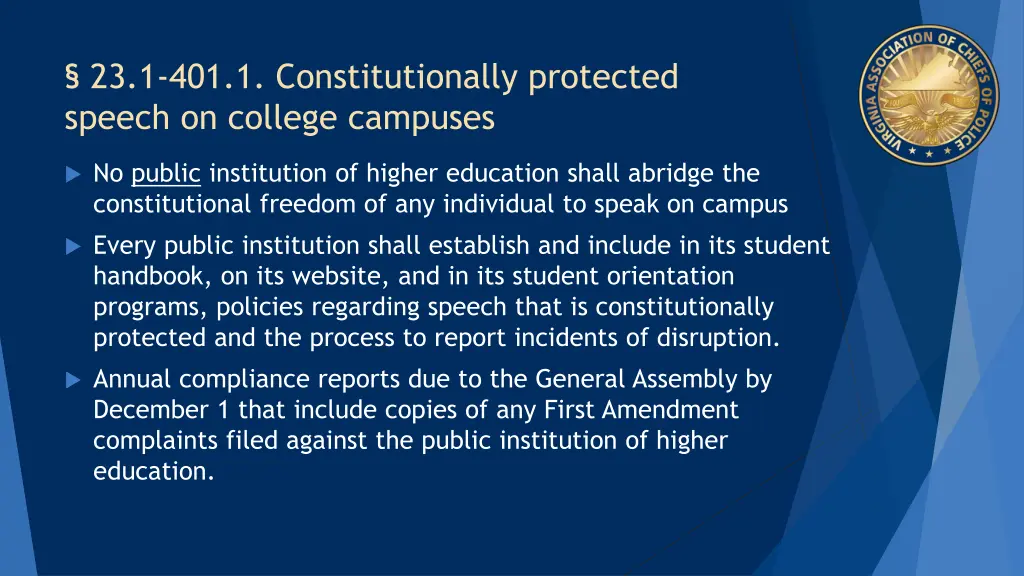 23 1 401 1 constitutionally protected speech