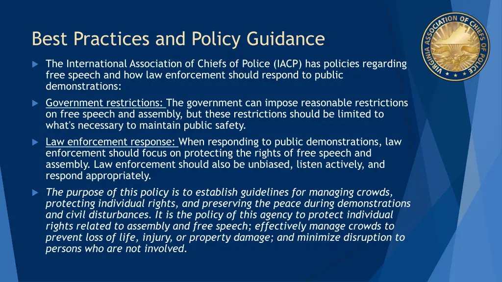 best practices and policy guidance