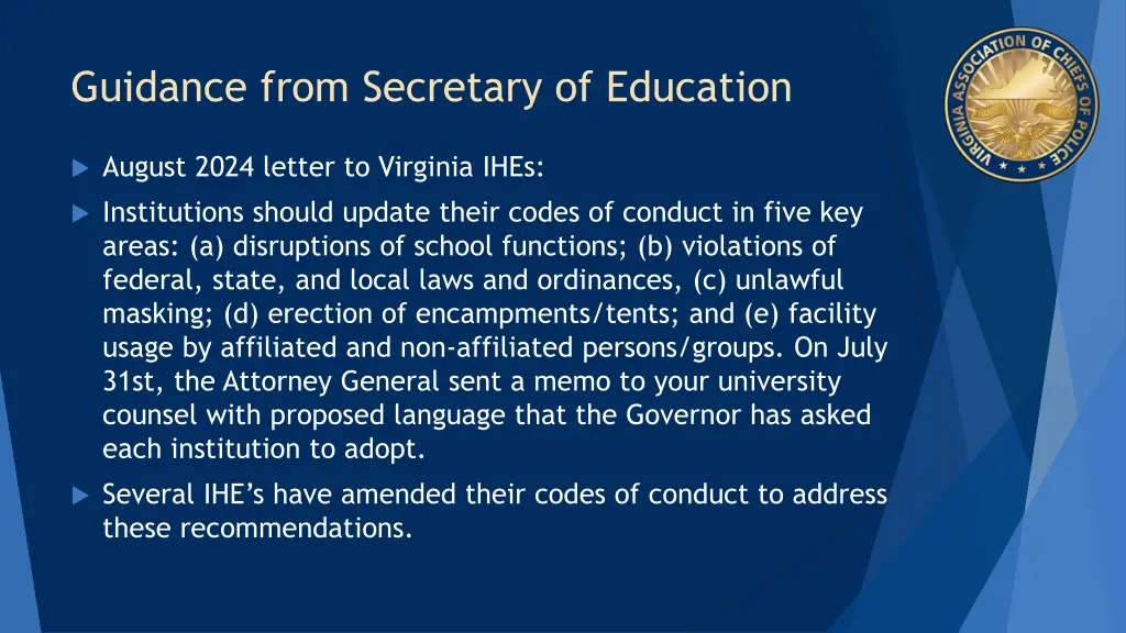 guidance from secretary of education