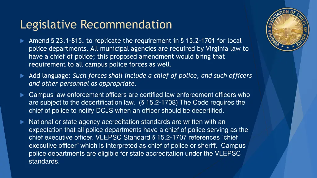 legislative recommendation