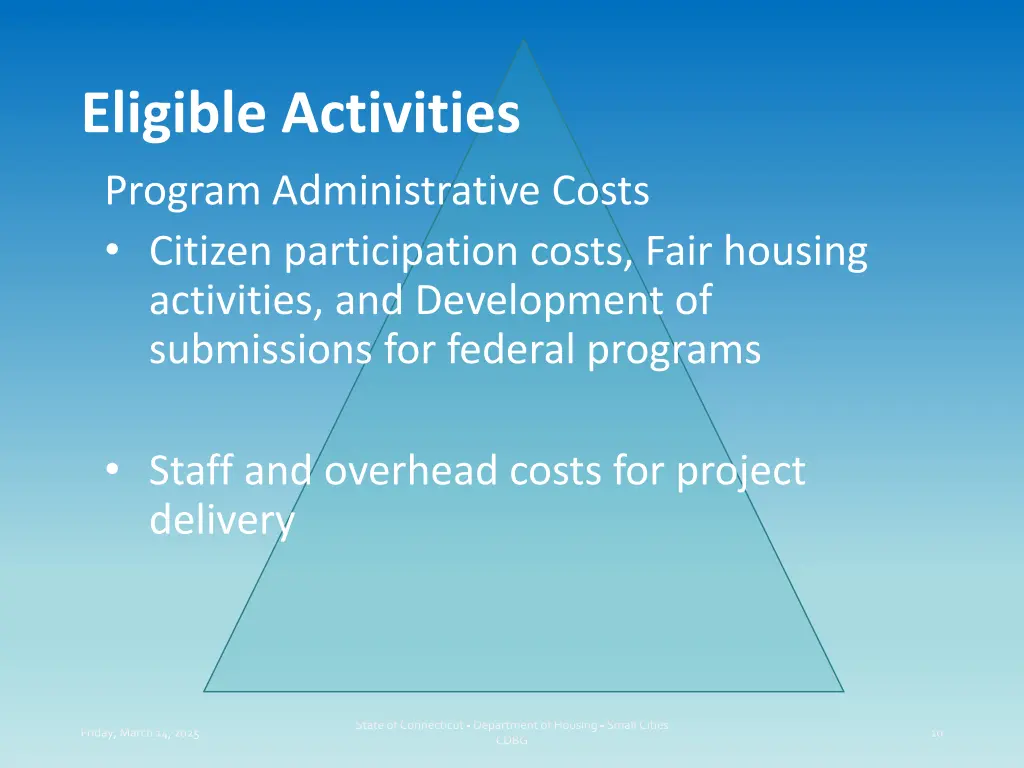 eligible activities program administrative costs