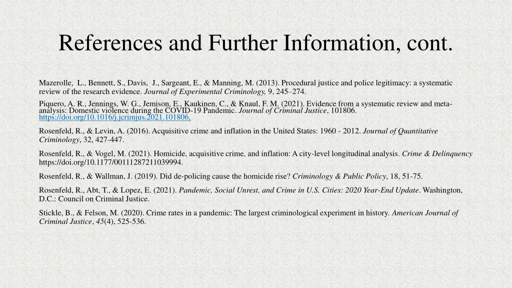 references and further information cont