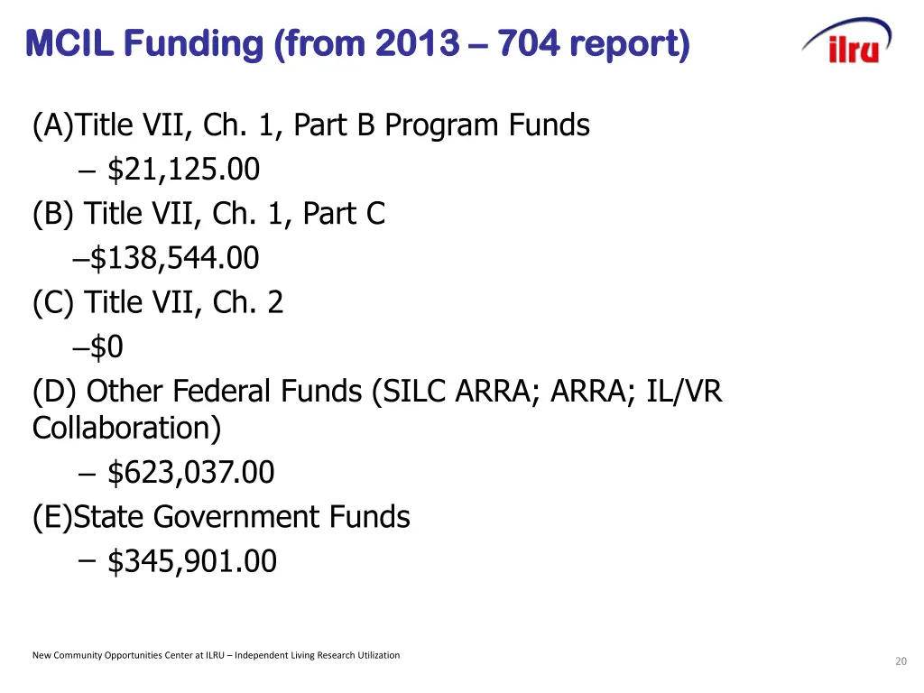 mcil funding from mcil funding from 2013