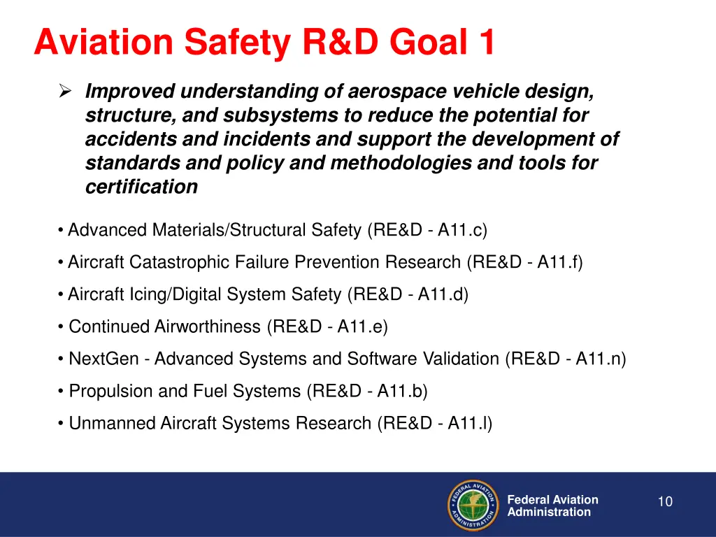 aviation safety r d goal 1