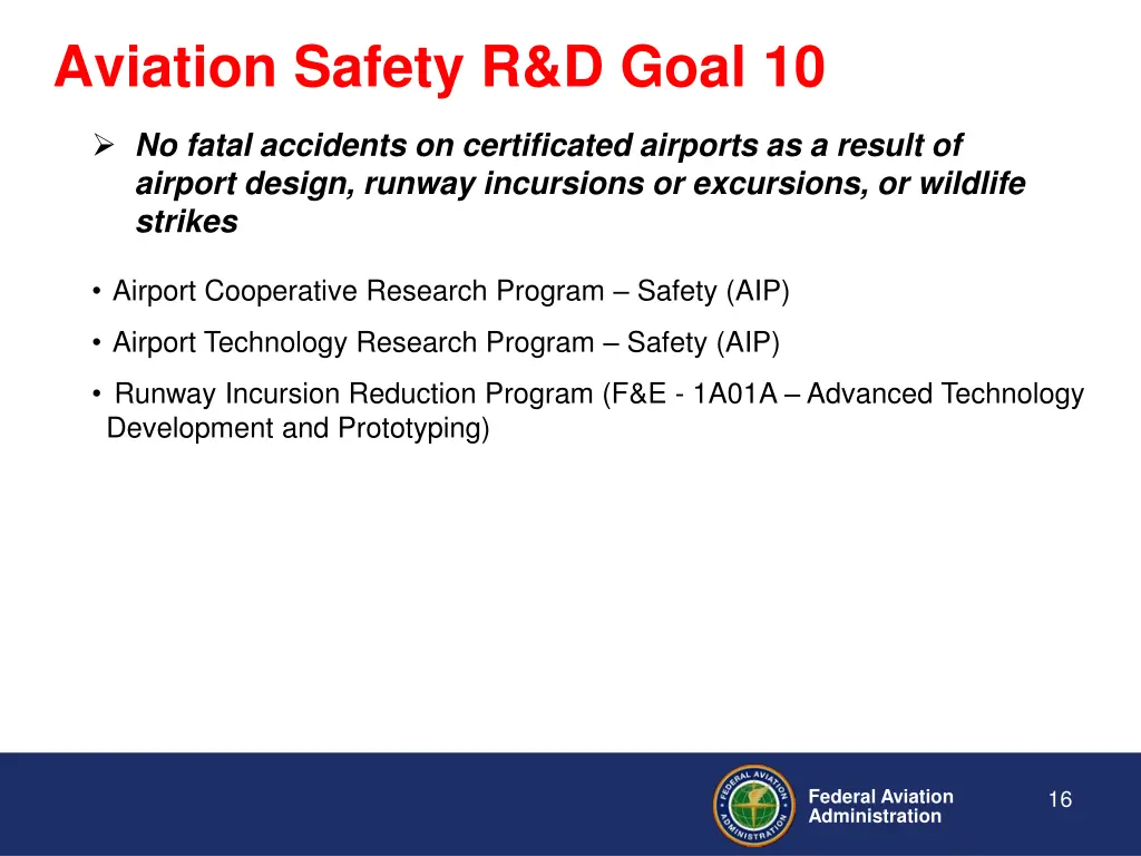 aviation safety r d goal 10