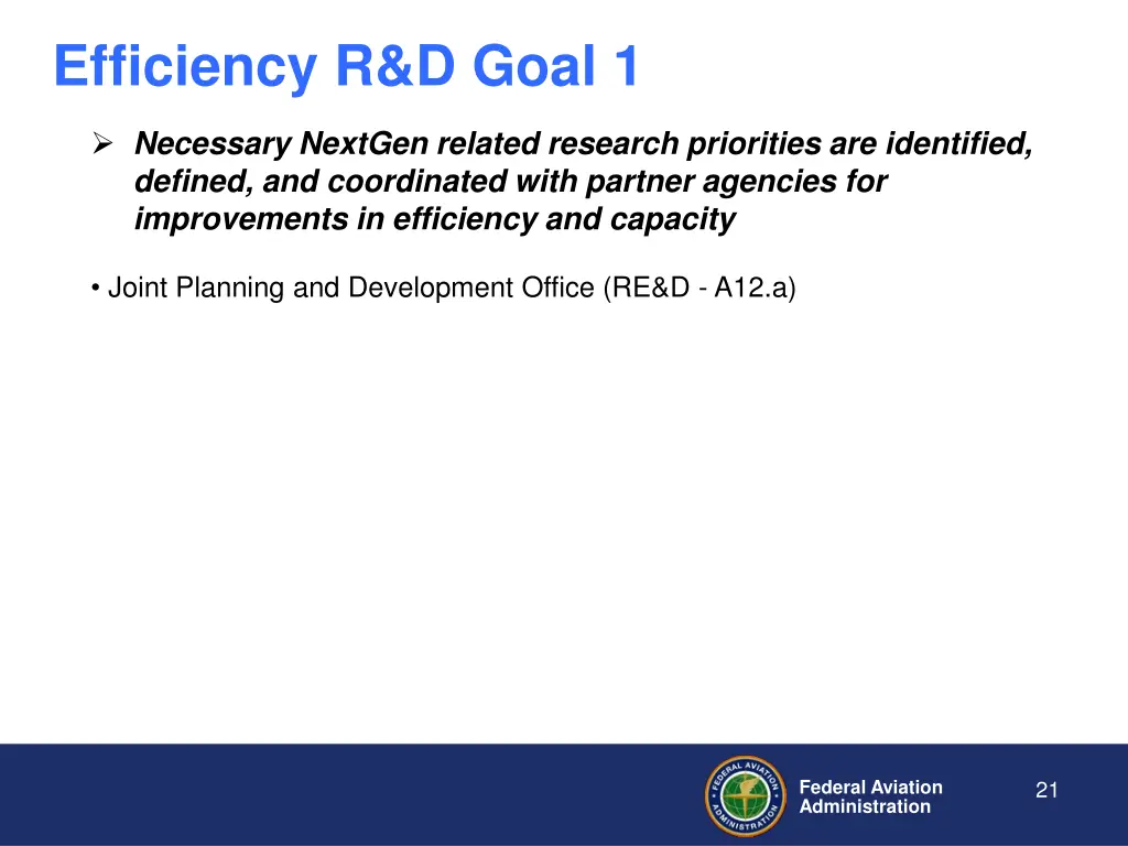 efficiency r d goal 1