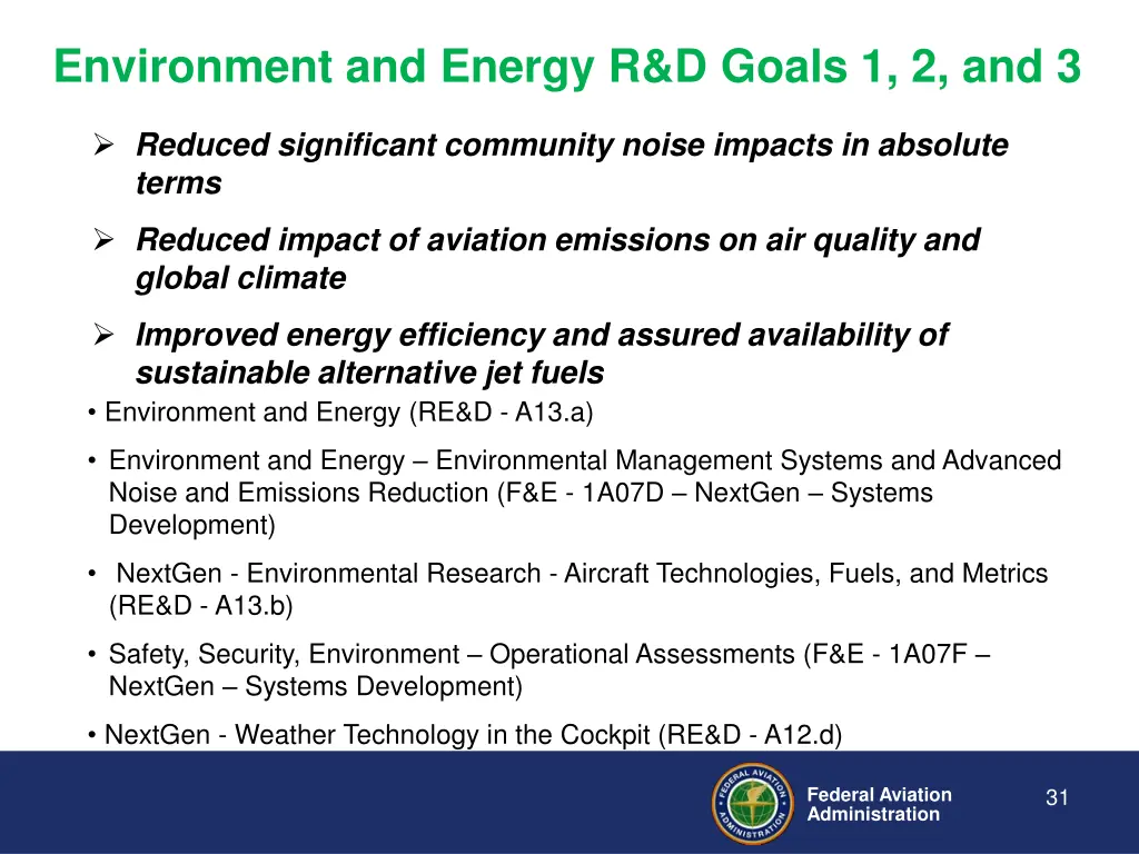 environment and energy r d goals 1 2 and 3