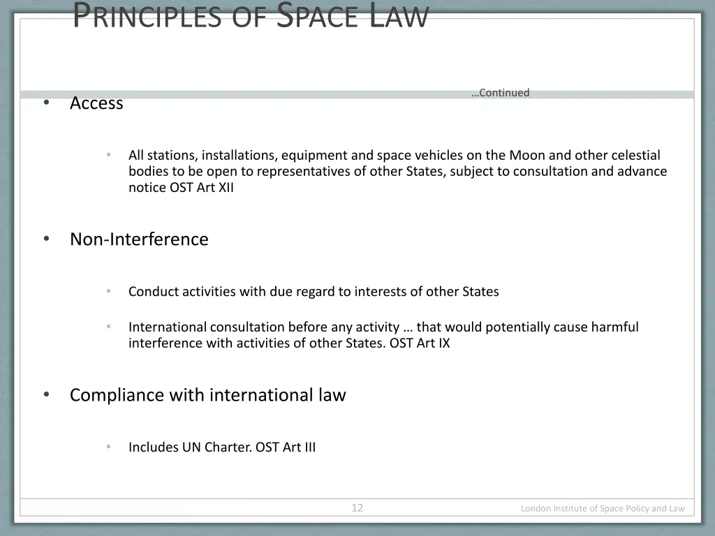 p rinciples of s pace l aw access