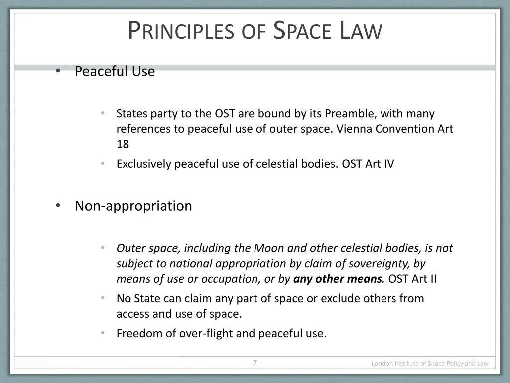 p rinciples of s pace l aw