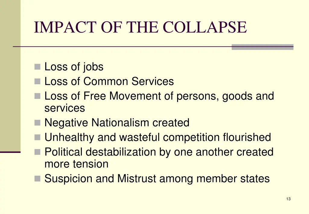 impact of the collapse