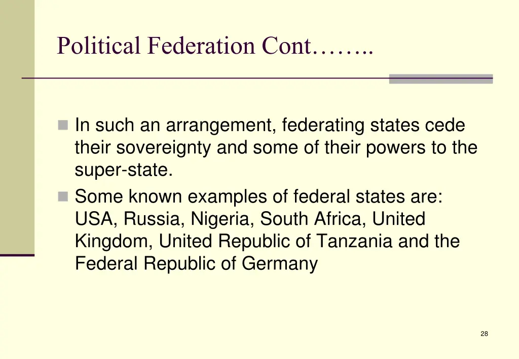 political federation cont