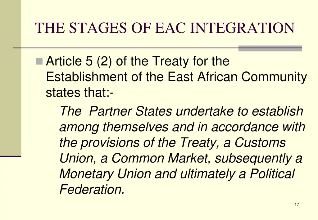the stages of eac integration
