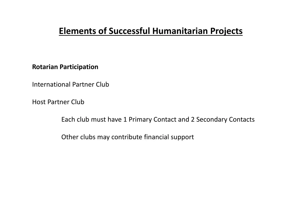 elements of successful humanitarian projects 1