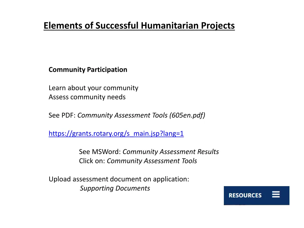 elements of successful humanitarian projects 2