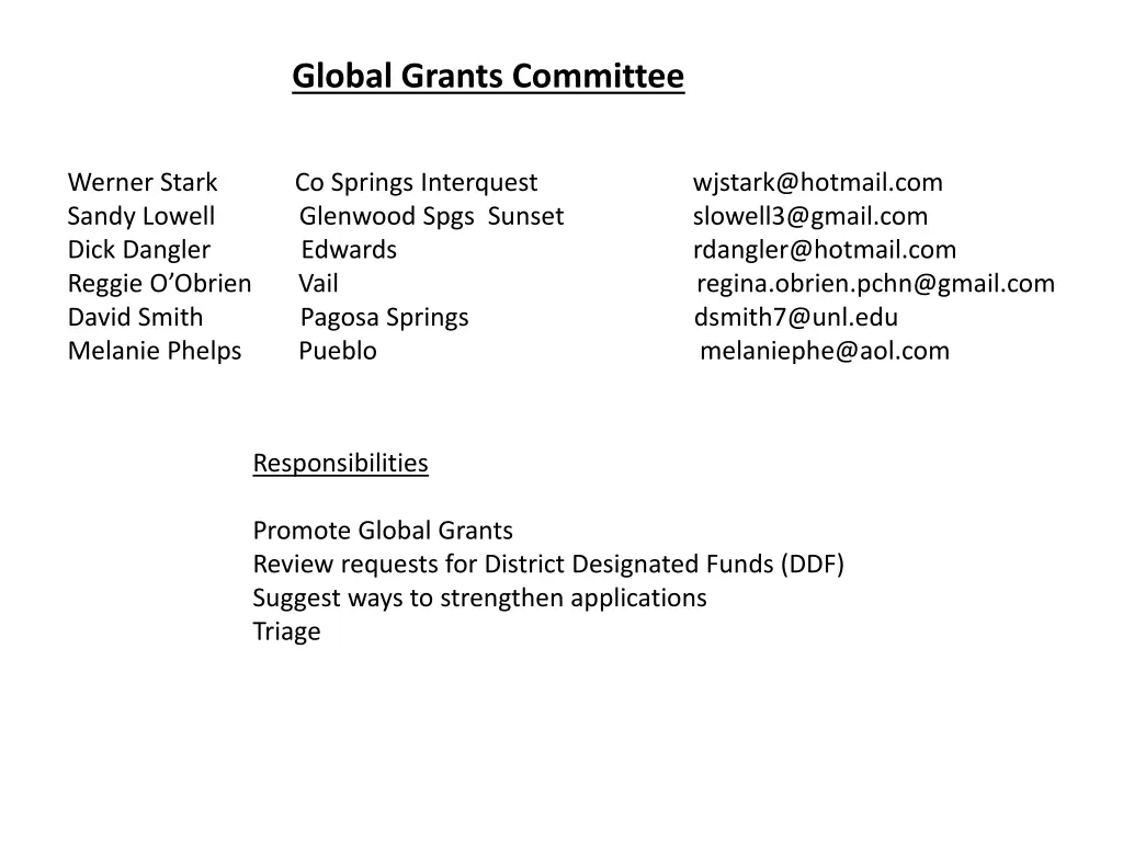 global grants committee