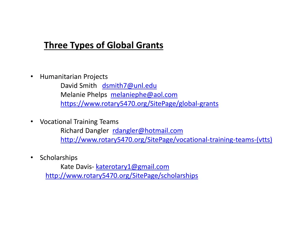 three types of global grants