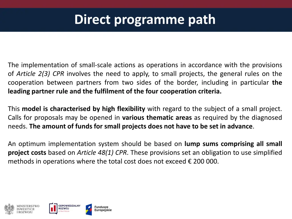 direct programme path