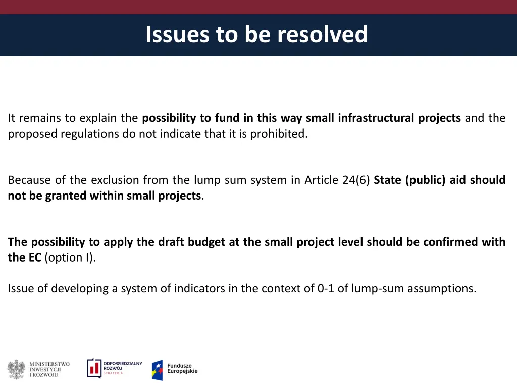 issues to be resolved