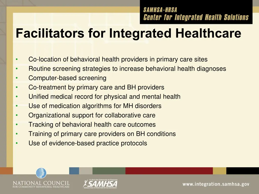 facilitators for integrated healthcare