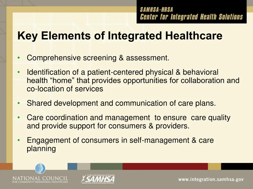 key elements of integrated healthcare