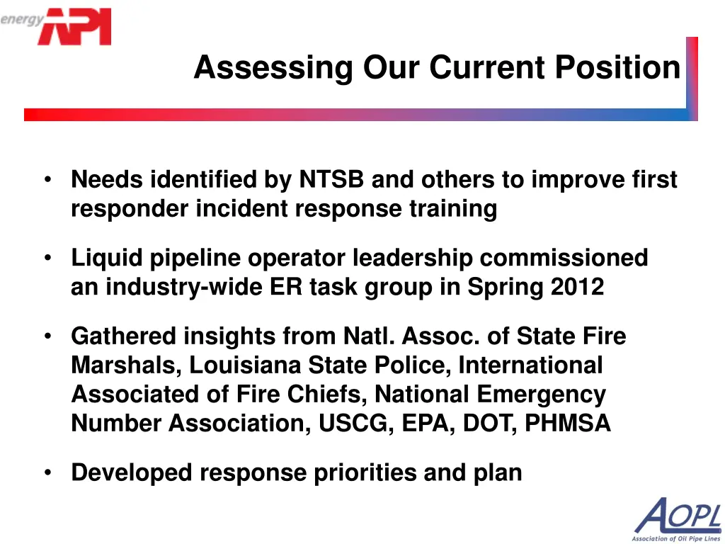 assessing our current position