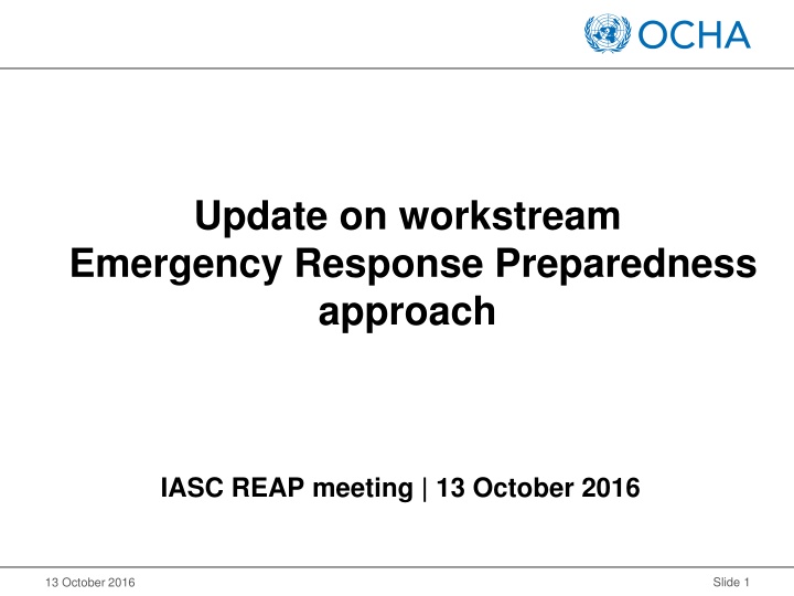 update on workstream emergency response