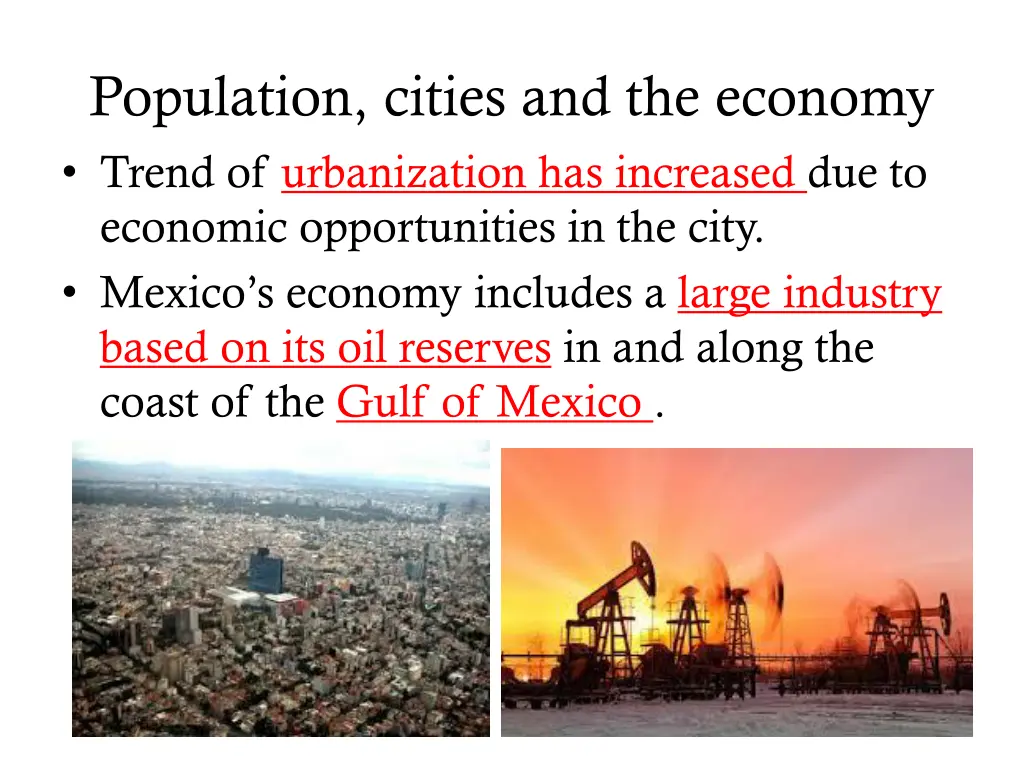 population cities and the economy trend