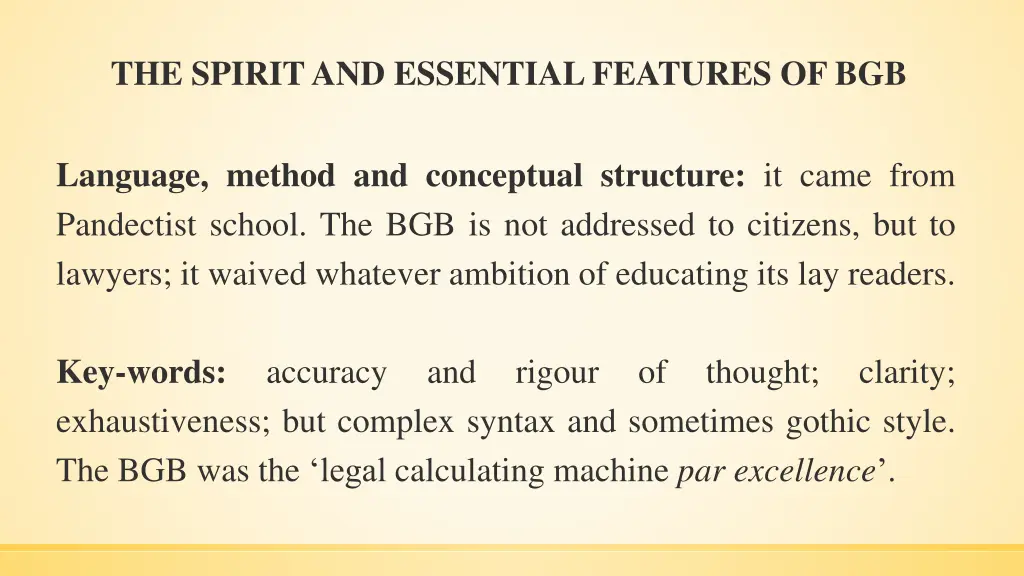 the spirit and essential features of bgb 2